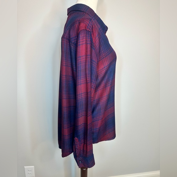 Sz L Rails plaid button down long sleeve shirt navy red soft - Picture 3 of 9